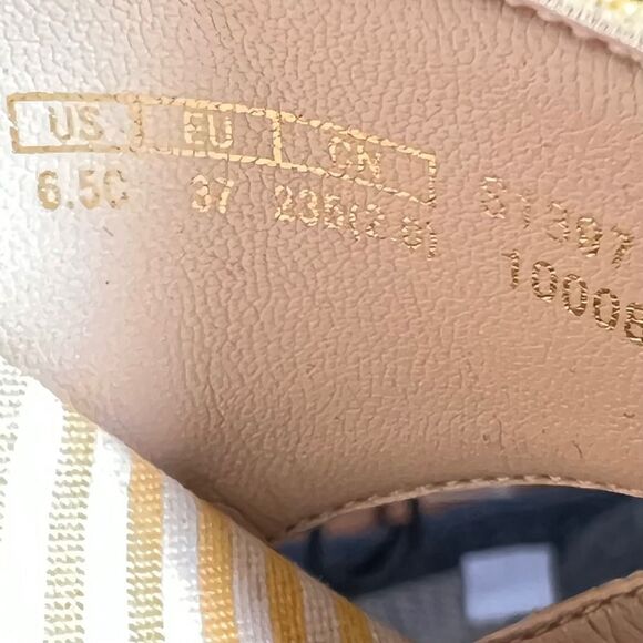 STUART WEITZMAN Minela Striped Wedge Espadrille Yellow White Size 6.5 SEE DESCR - Picture 15 of 15